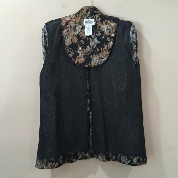 VTG Classics by Leslie Fay Jacket Women 10 Black Brown  Floral Boho Cottagecore - Picture 5 of 8